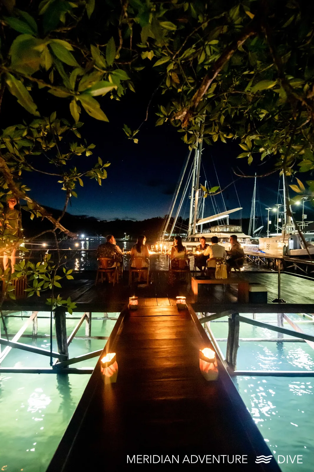Marina dinner during a land-based resort stay in Raja Ampat