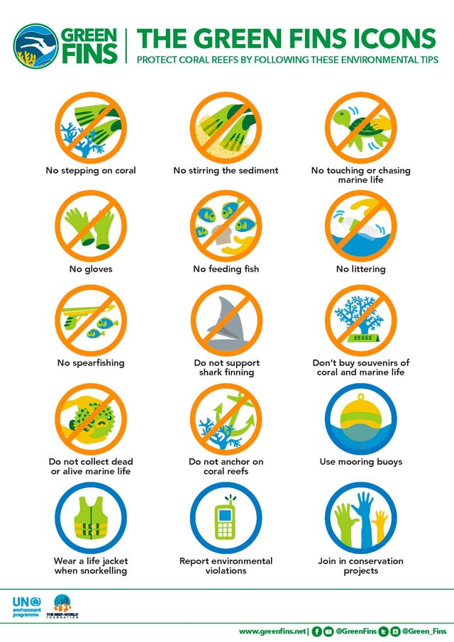 Green Fins Raja Ampat environmental icons for responsible diving and snorkelling