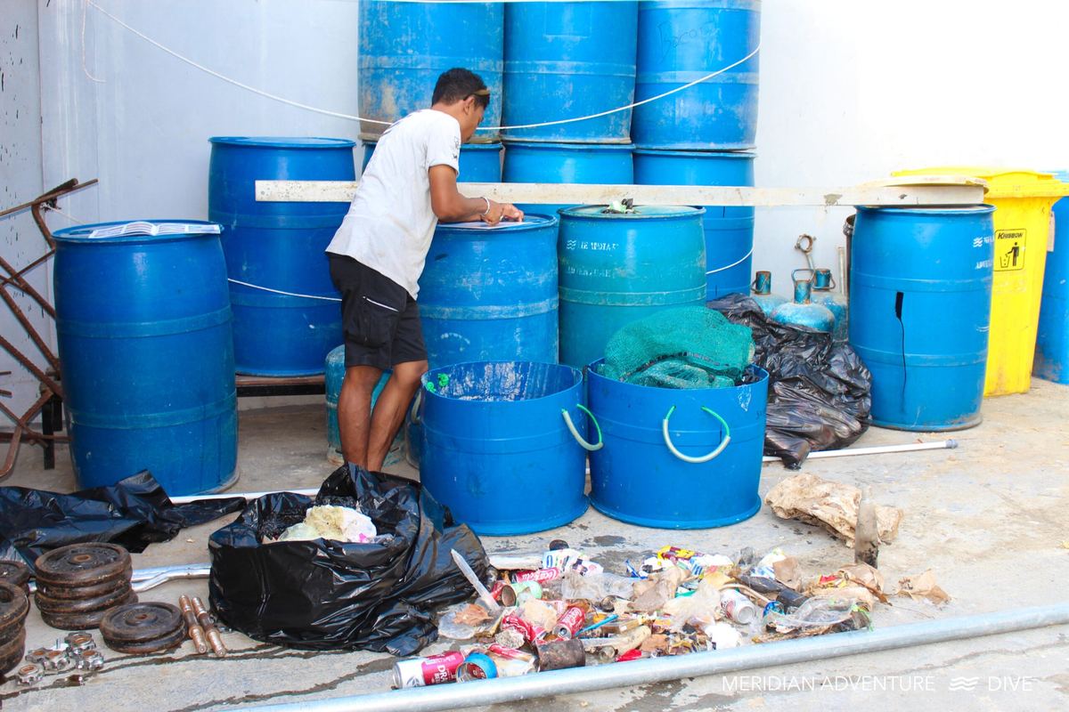 Plastic waste collected during a beach clean-up in Raja Ampat